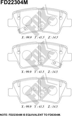 FBK FD22304M - Brake Pad Set, disc brake autospares.lv