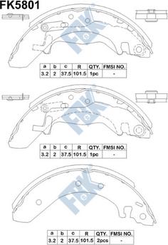 FBK FK5801 - Brake Shoe Set autospares.lv