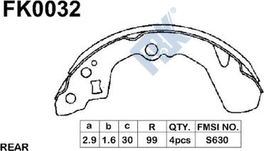 FBK FK0032 - Brake Shoe Set autospares.lv