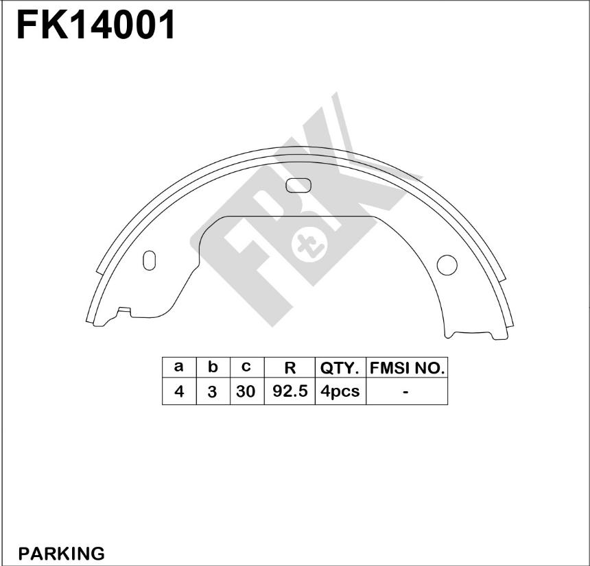 FBK FK14001 - Brake Shoe Set, parking brake autospares.lv