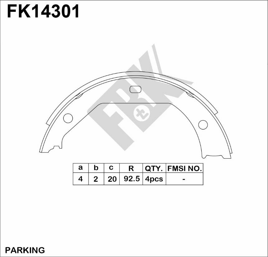 FBK FK14301 - Brake Shoe Set, parking brake autospares.lv