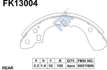 FBK FK13004 - Brake Shoe Set autospares.lv