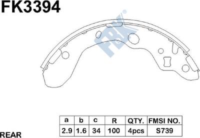 FBK FK3394 - Brake Shoe Set autospares.lv