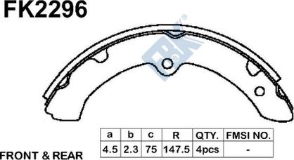 FBK FK2296 - Brake Shoe Set autospares.lv