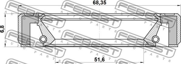 Febest 95GBY-53680707X - Seal Ring, wheel hub autospares.lv