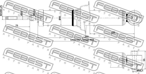 Febest 04110-008R - Shock Absorber autospares.lv