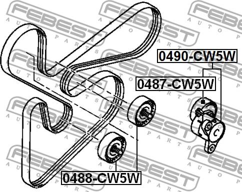 Febest 0487-CW5W - Pulley, v-ribbed belt autospares.lv