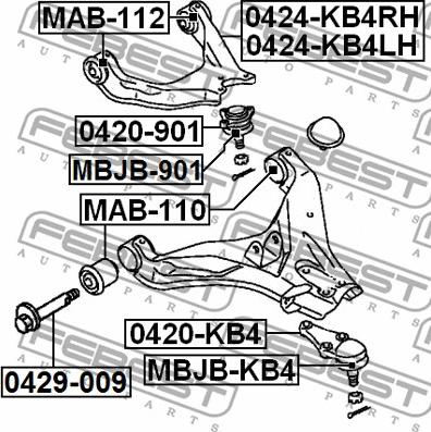 Febest MAB-110 - Bush of Control / Trailing Arm autospares.lv