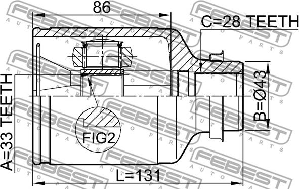 Febest 0511-M6ATRH - Joint Kit, drive shaft autospares.lv