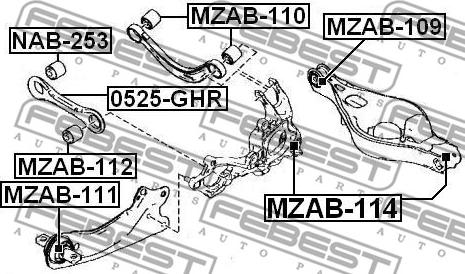 Febest MZAB-109 - Bush of Control / Trailing Arm autospares.lv