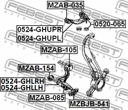 Febest MZAB-035 - Bush of Control / Trailing Arm autospares.lv