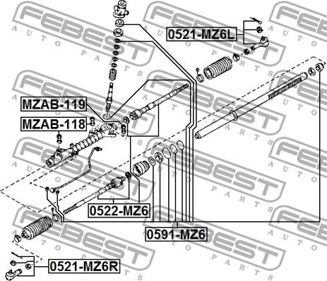 Febest 0521-MZ6R - Tie Rod End autospares.lv