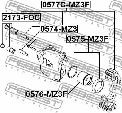 Febest 0575-MZ3F - Repair Kit, brake caliper autospares.lv