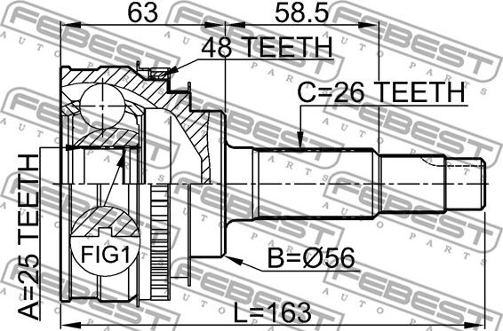 Febest 0110-065A48 - Joint Kit, drive shaft autospares.lv