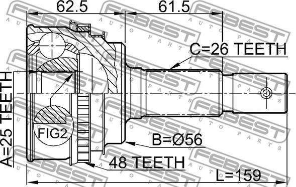 Febest 0110-005A48 - Joint Kit, drive shaft autospares.lv