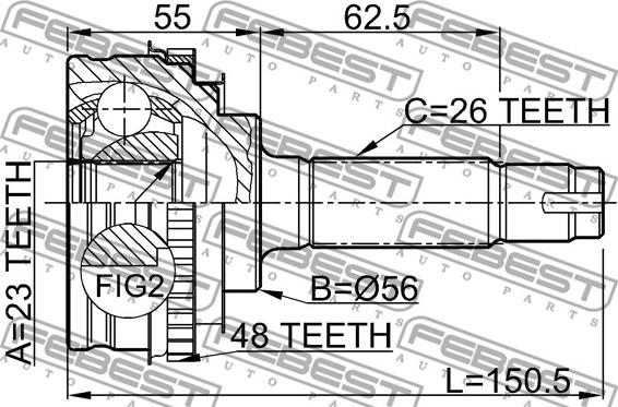 Febest 0110-010A48 - Joint Kit, drive shaft autospares.lv