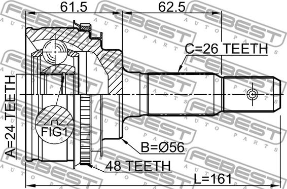 Febest 0110-SXV20A48 - Joint Kit, drive shaft autospares.lv