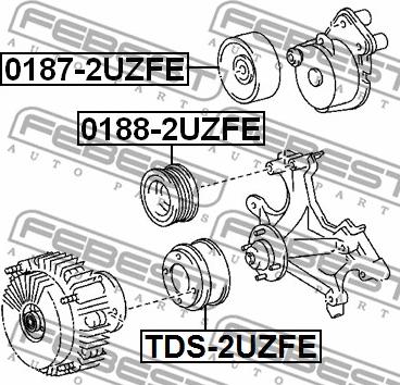 Febest 0187-2UZFE - Pulley, v-ribbed belt autospares.lv