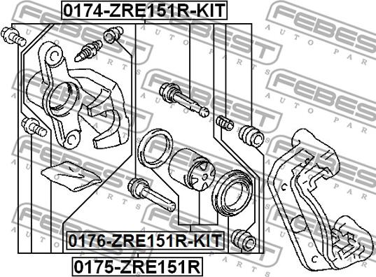 Febest 0176-ZRE151R-KIT - Repair Kit, brake caliper autospares.lv