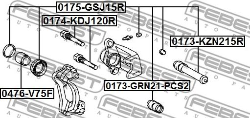 Febest 0173-GRN21-PCS2 - Bellow, brake caliper guide autospares.lv