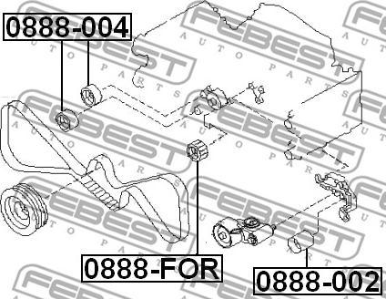 Febest 0888-FOR - Deflection / Guide Pulley, timing belt autospares.lv