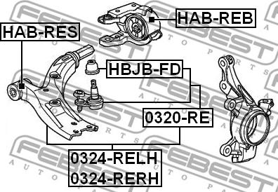 Febest HAB-REB - Bush of Control / Trailing Arm autospares.lv