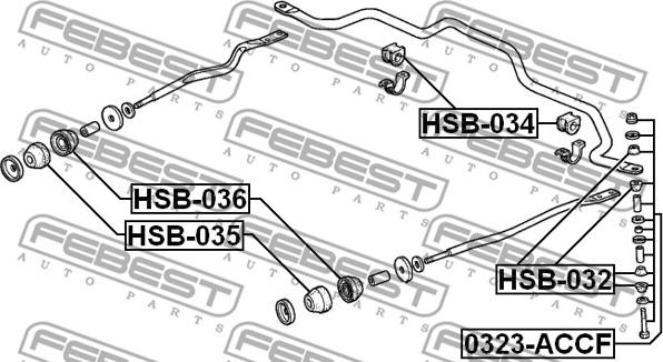 Febest HSB-034 - Bearing Bush, stabiliser autospares.lv