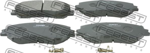 Febest 0201-J11EF - Brake Pad Set, disc brake autospares.lv