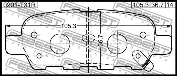 Febest 0201-T31R - Brake Pad Set, disc brake autospares.lv