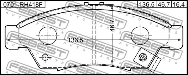 Febest 0701-RH418F - Brake Pad Set, disc brake autospares.lv