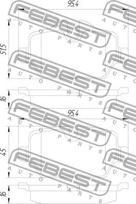 Febest 1901-E90R - Brake Pad Set, disc brake autospares.lv