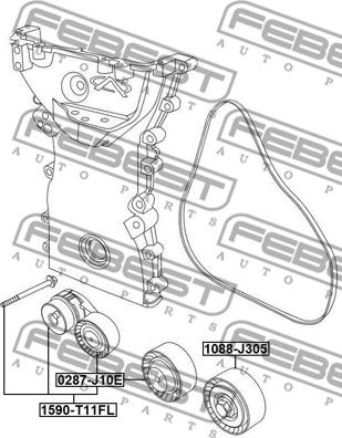 Febest 1590-T11FL - Belt Tensioner, v-ribbed belt autospares.lv