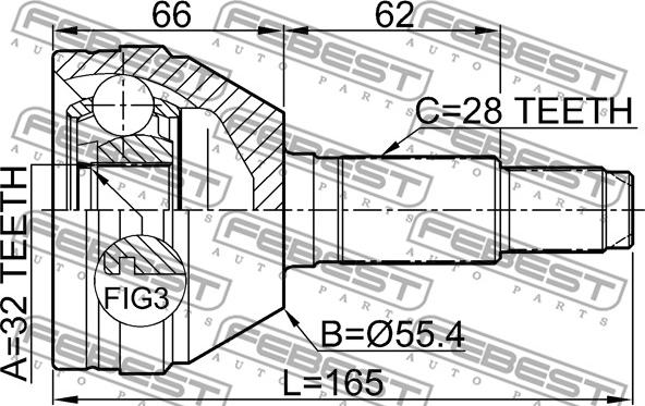 Febest 1110-010 - Joint Kit, drive shaft autospares.lv