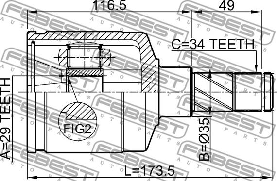 Febest 1111-ESP - Joint Kit, drive shaft autospares.lv