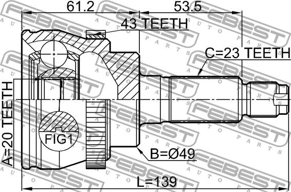 Febest 1810-AGIA43 - Joint Kit, drive shaft autospares.lv