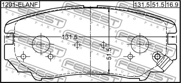 Febest 1201-ELANF - Brake Pad Set, disc brake autospares.lv