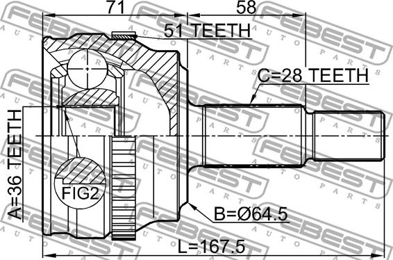 Febest 2410-MASTA51 - Joint Kit, drive shaft autospares.lv