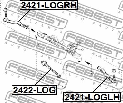 Febest 2422-LOG - Inner Tie Rod, Axle Joint autospares.lv