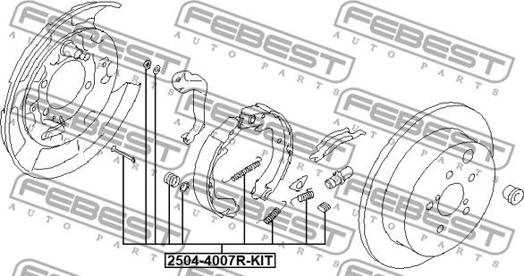 Febest 2504-4007R-KIT - Accessory Kit, parking brake shoes autospares.lv