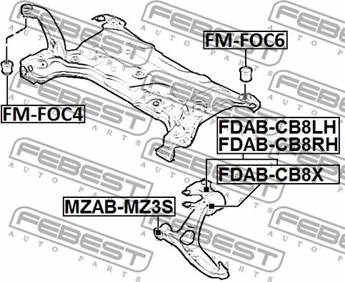 Febest FDAB-CB8RH - Bush of Control / Trailing Arm autospares.lv