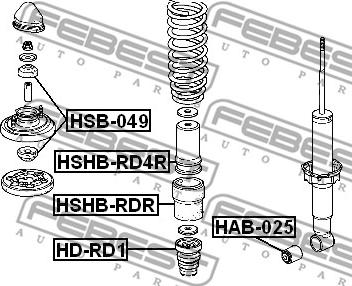 Febest HD-RD1 - Rubber Buffer, suspension autospares.lv