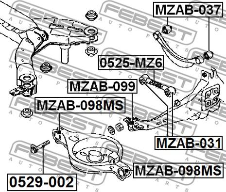 Febest MZAB-098MS - Bush of Control / Trailing Arm autospares.lv