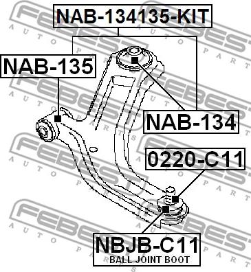 Febest NAB-135 - Bush of Control / Trailing Arm autospares.lv