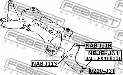 Febest NAB-J11B - Bush of Control / Trailing Arm autospares.lv