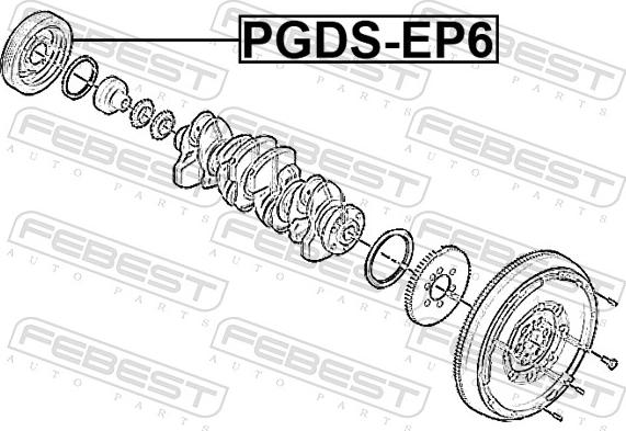 Febest PGDS-EP6 - Belt Pulley, crankshaft autospares.lv