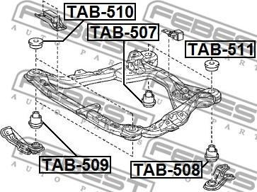 Febest TAB-510 - Mounting, support frame / engine carrier autospares.lv