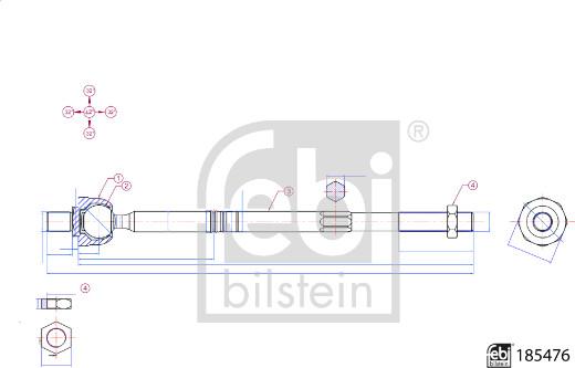 Febi Bilstein 185476 - Inner Tie Rod, Axle Joint autospares.lv