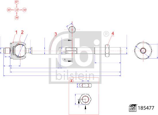 Febi Bilstein 185477 - Inner Tie Rod, Axle Joint autospares.lv