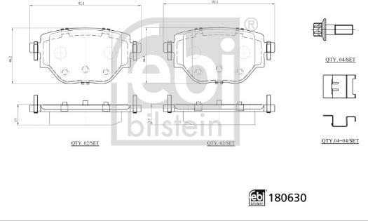 Febi Bilstein 180630 - Brake Pad Set, disc brake autospares.lv