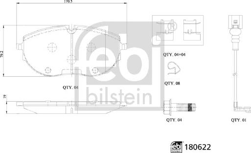 Febi Bilstein 180622 - Brake Pad Set, disc brake autospares.lv